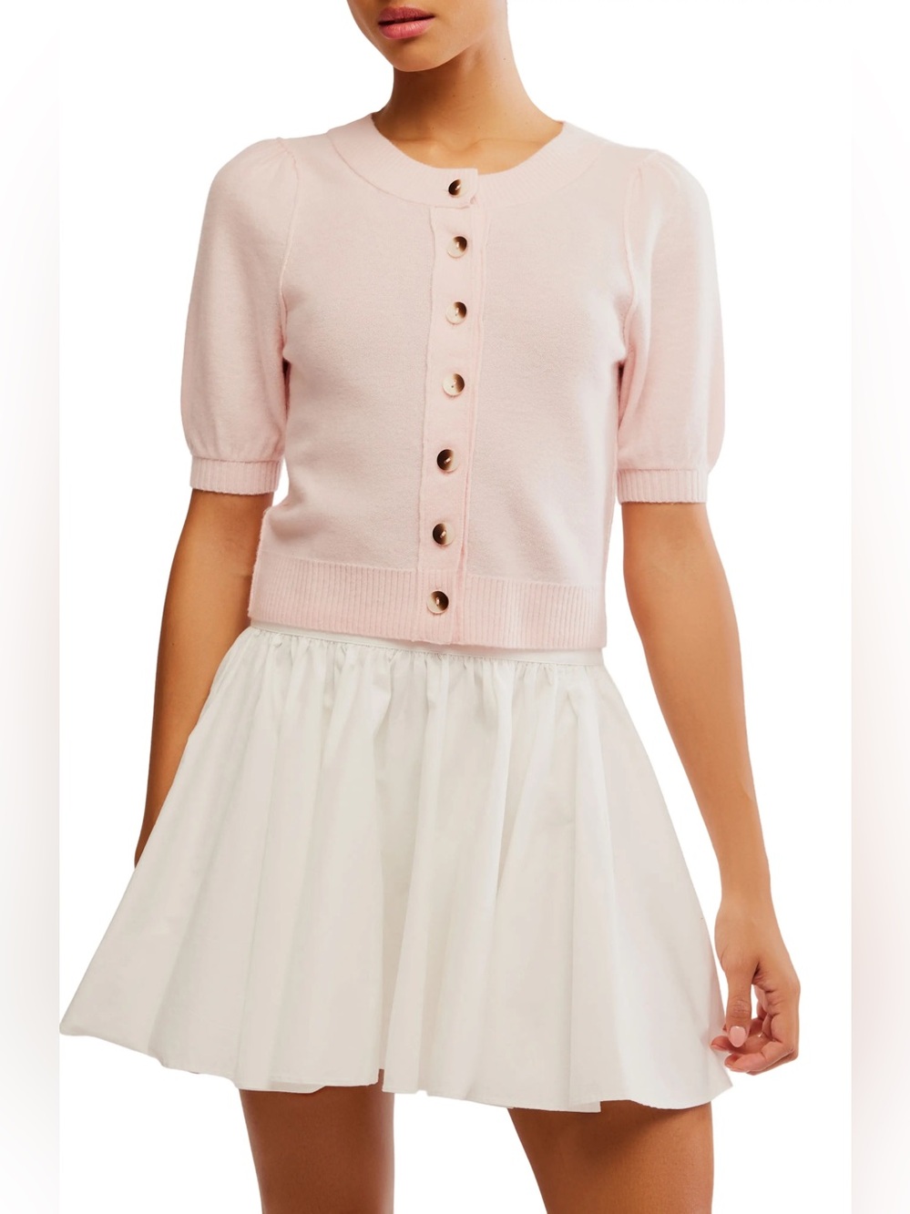 Free People Isla Elbow Sleeve Wool Cashmere Blend Cardigan Pink XS